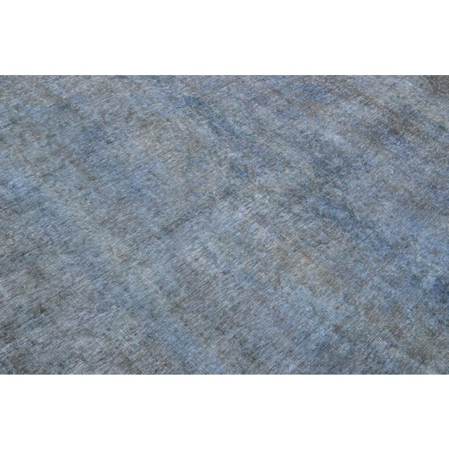 Vintage Persian Overdyed Handmade Medallion Blue Wool Rug For Sale - Image 10 of 11