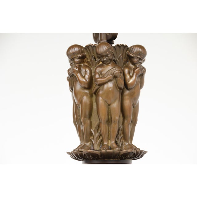 Antique Early Art Deco and Neoclassical Putti Chandelier, Germany, 1920s For Sale - Image 9 of 18