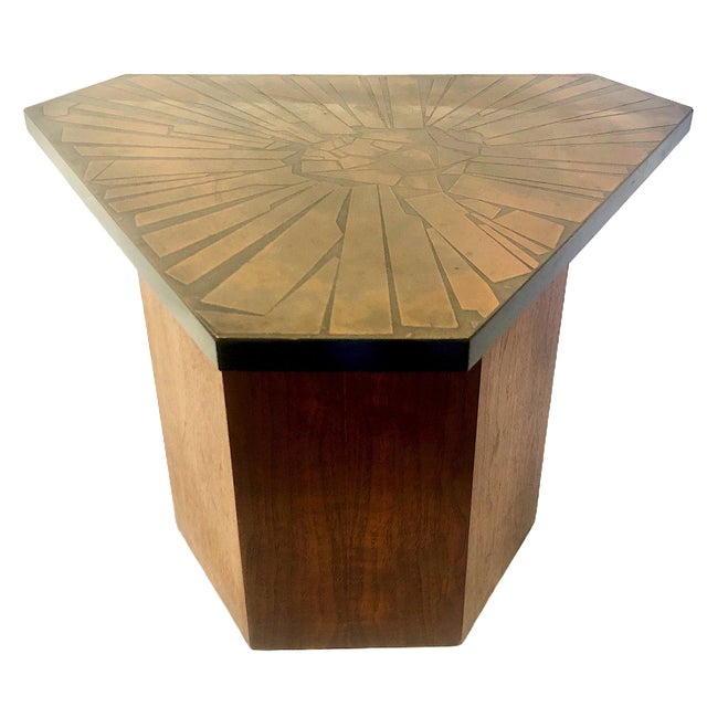Mid-Century Modern Mid 20th-Century Brutalist Italian Patinated Brass and Wood Table by G. Urso For Sale - Image 3 of 6