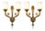 Gilt Bronze Double-Arm Wall Sconces with Frosted Glass Shades, 1950s, Set of 2 For Sale
