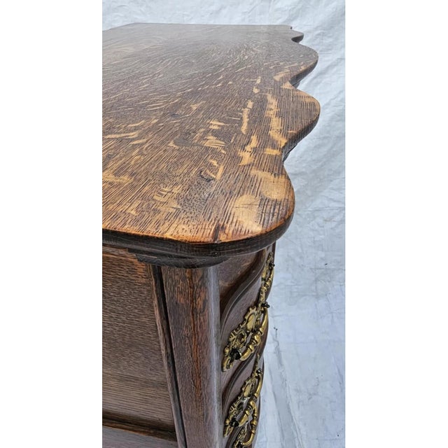 Wood Vintage Victorian Tiger Oak Serpentine Highboy Dresser Chest Circa 1900's For Sale - Image 7 of 12