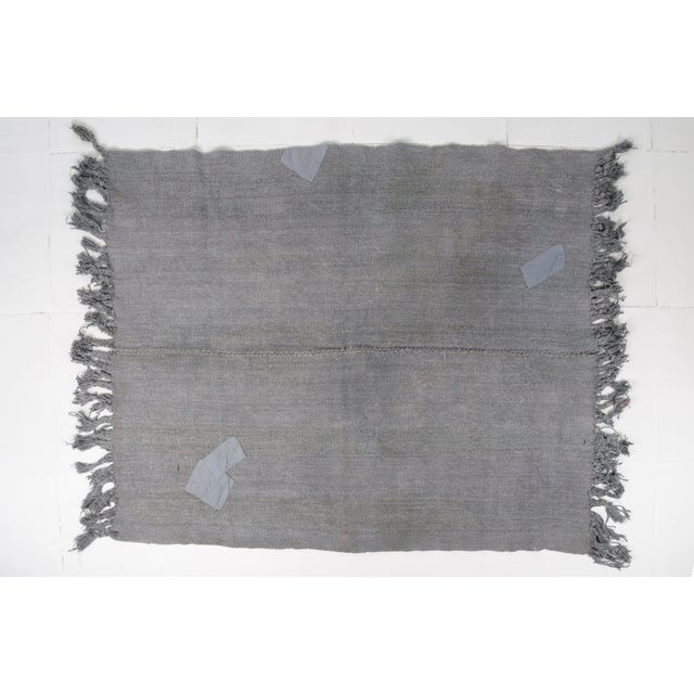 Anatolian Grey Vintage Hemp Kilim Rug For Sale - Image 4 of 9