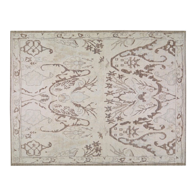 Oushak Hand Knotted Wool Rug, 10'5"x13'9" For Sale