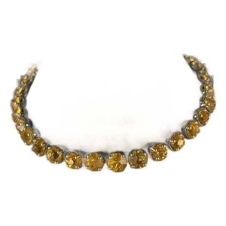 1920s Art Deco Sterling Line Bracelet with Paste Citrines For Sale