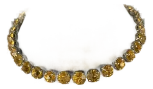 1920s Art Deco Sterling Line Bracelet with Paste Citrines