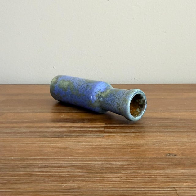 Vintage 1960s Mid-Century Hans Hedberg Blue Mottled Glaze Ceramic Vase Biot, France For Sale In New York - Image 6 of 8