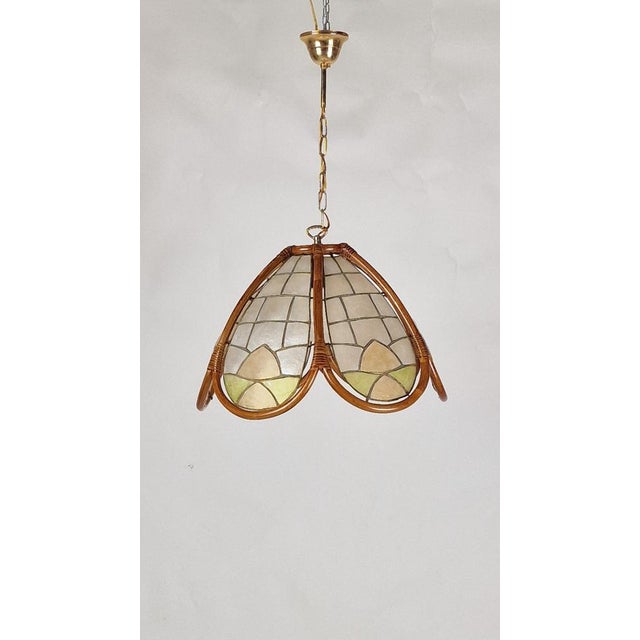 Italian Bamboo Pendant Lamp, 1970s For Sale - Image 9 of 12