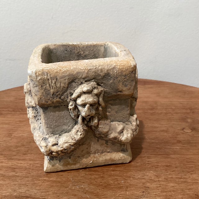 Mid 20th Century Sandstone Candle Holder/Mini Planter With Lion’s Heads by Hayes Parker For Sale - Image 10 of 12