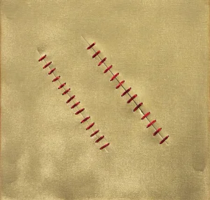 Seams on Gold - Original Acrylic Painting by Mario Bigetti - 2020 2020