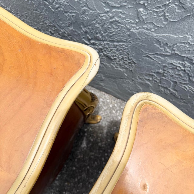 Vintage French Provincial Style Burl Wood Bombe Nightstands - A Pair For Sale - Image 10 of 12