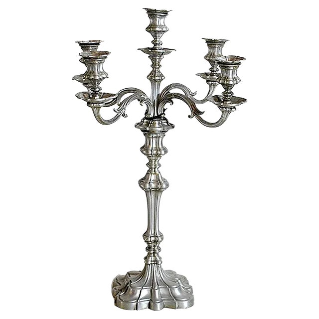 Pewter 5-Arm Candleholder, 1940s For Sale