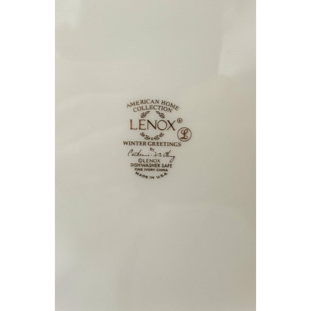 70-Piece Lenox Winter Greetings Holiday China Service – Estate Collection With Serving Pieces – Ivory Porcelain & 24k Gold For Sale - Image 17 of 18
