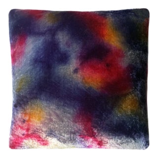 Rousseau Hand Painted Silk Velvet Pillow, Abstract Twilight, 18 X 18 For Sale