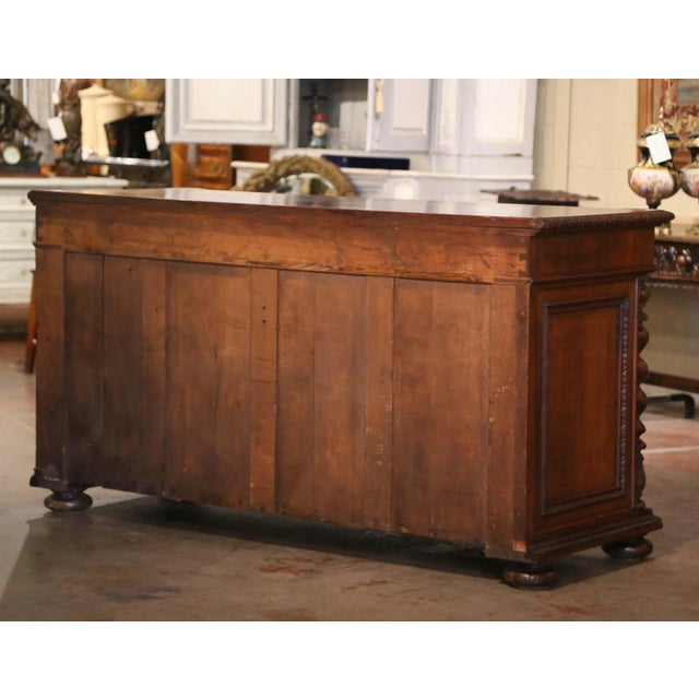 19th Century French Louis XIII Carved Oak Buffet With Parquetry Top For Sale - Image 12 of 12