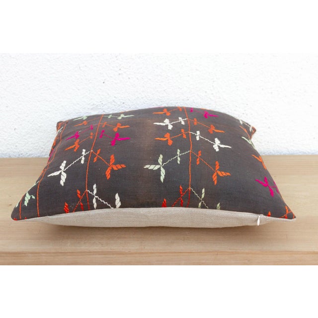 Royal Doaba, Antique Phulkari Pillow Cover For Sale - Image 4 of 6