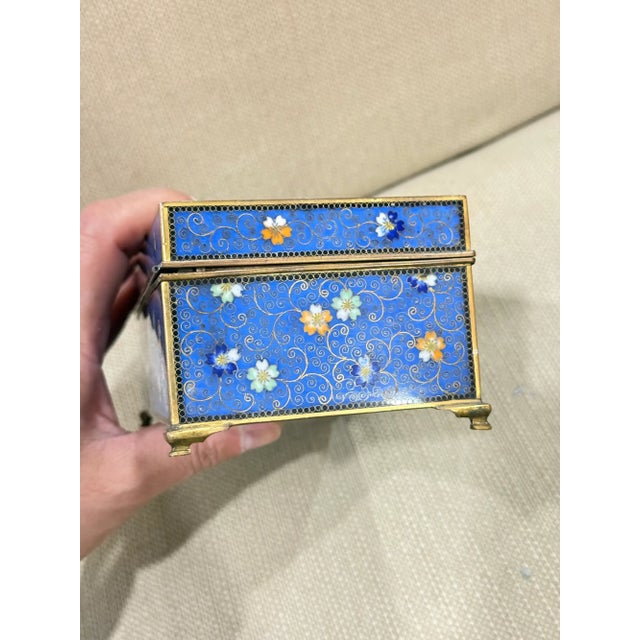 Japanese Cloisonne Enamel Bird and Floral Trinket Box Signed Inaba, Meiji For Sale In New York - Image 6 of 15
