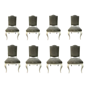 Henredon French Modern Taupe Velvet Dining Chairs Set of 8