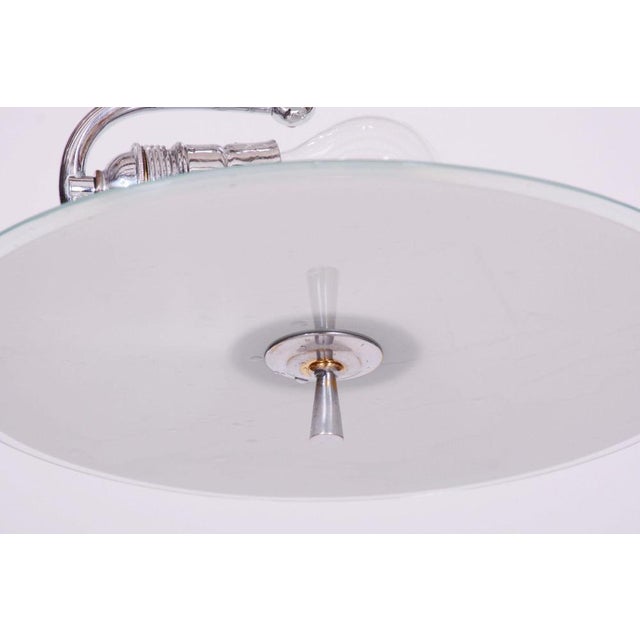 1930s Bauhaus Chandelier in Chrome-Plated Steel and Frosted Glass, Czech, 1930s For Sale - Image 5 of 9