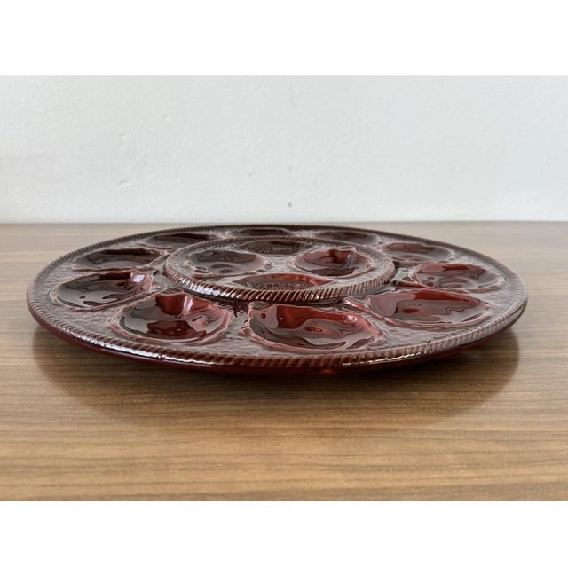 French Majolica Oyster Plate St. Clement France, 1970s For Sale - Image 3 of 7