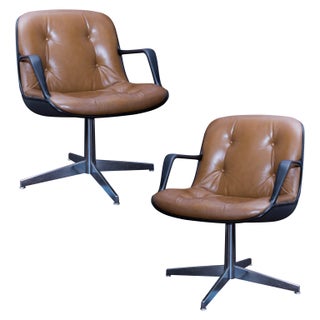 Charles Pollock-Style Steelcase Leather Executive Chairs- a Pair For Sale