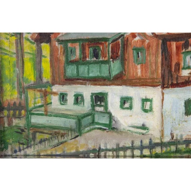 Modern Unknown, Mountain House, Drawing in Tempera, Mid-20th Century, Framed For Sale - Image 3 of 4