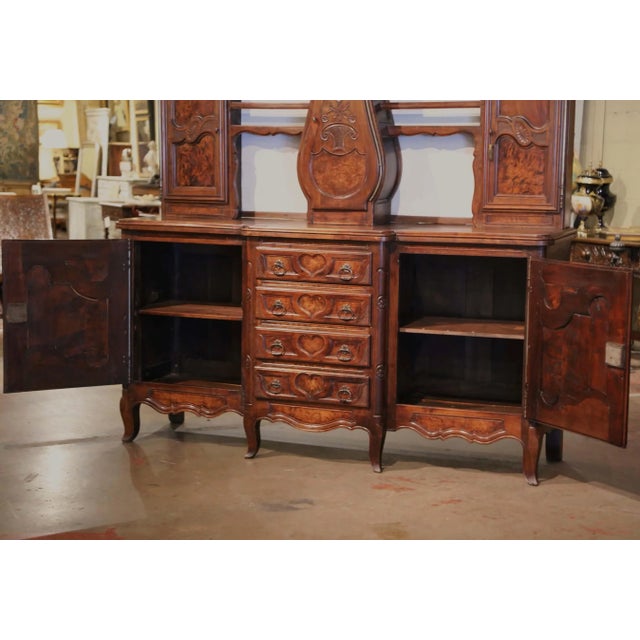 19th Century French Bressan Walnut Burl Buffet À Horloge Vaisselier For Sale - Image 10 of 12