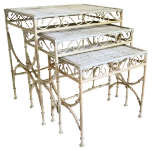 Vintage Faux Bamboo Nesting Tables, Set of 3