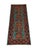 Four red floral medallions run down the turquoise field of this wool runner, surrounded by smaller geometric motifs. A...