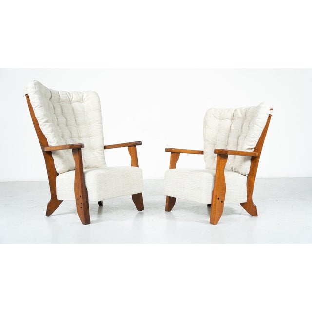 White Vintage Madame Lounge Chairs by Guillerme and Chambron for Votre Maison, 1950, Set of 2 For Sale - Image 8 of 18