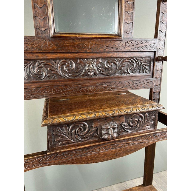 19th Century 19th Century Neo-Gothic Carved Oak Coat Rack For Sale - Image 5 of 9