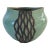 Handmade Turquoise Studio Pottery Vase With a Dark Geometric Pattern For Sale