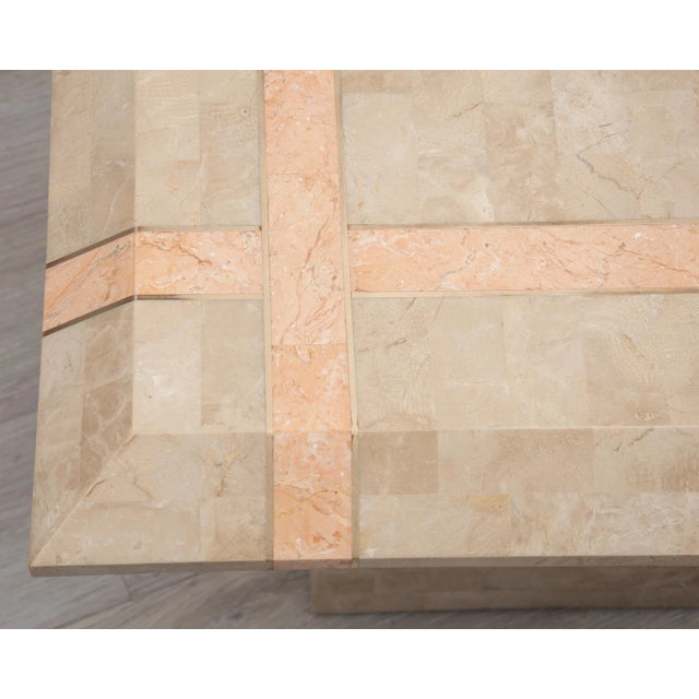 Tessellated Stone Brass Coffee & Two Side End Tables Attributed Maiitland Smith Philippines 1980s For Sale - Image 11 of 13