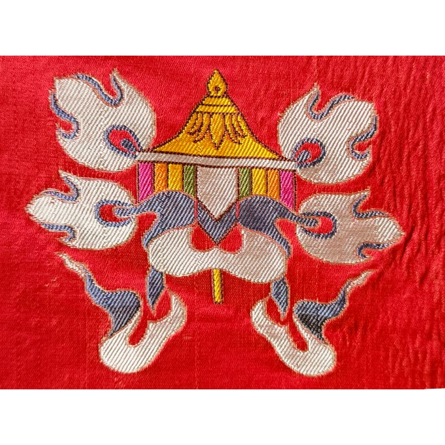 Red Vintage Tibetan Style Treasure Symbol Wall Hanging Tapestry Fabric Art For Sale - Image 8 of 14
