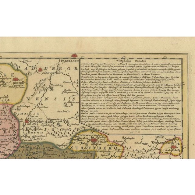Hand-Colored Map of Westphalia Copper by Ottens, 1720 For Sale - Image 4 of 11