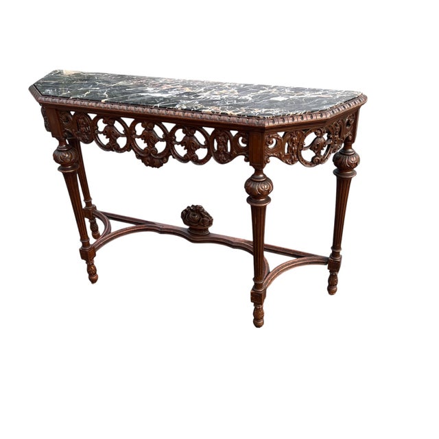 Early 20th Century Jacobean Style Marble Top Console Table For Sale - Image 10 of 16