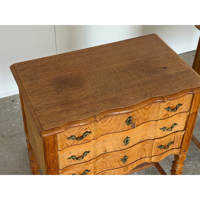 Mid-Century Modern Danish Rococo Nightstands in Oak by Henning Kjærnulf, 1960s, Set of 2 For Sale - Image 3 of 12