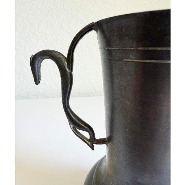 Metal Art Deco Pewter Vase With Greyhound Handles For Sale - Image 7 of 11