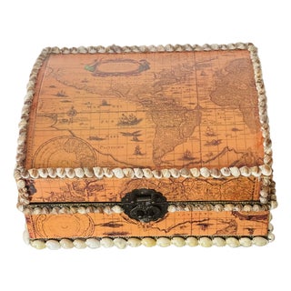 1960s Conquistadores Sea Shell Treasure Box With Map For Sale