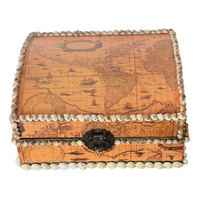 1960s Conquistadores Sea Shell Treasure Box With Map For Sale