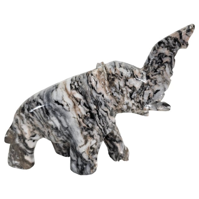 Mid 20th Century Hand Carved Onyx Agate Marble Elephant Figurines Set of 3 For Sale - Image 5 of 7