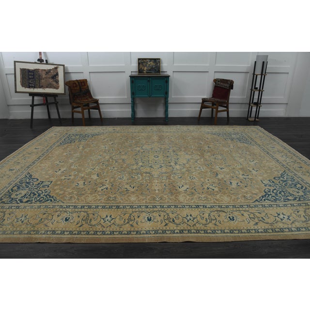 Textile 1970s Vintage Persian Handmade Wool Cotton Orange Area Rug For Sale - Image 7 of 11