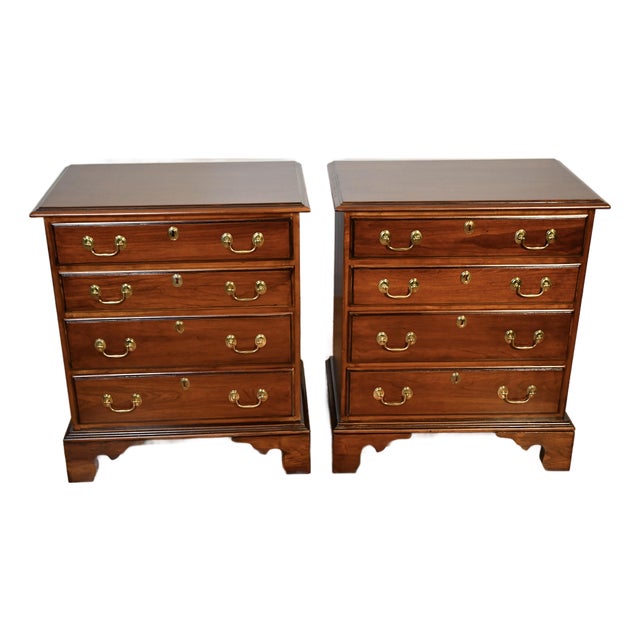 1960s Pair Harden English Traditional Cherry Wood Chest of Drawers / Commodes For Sale