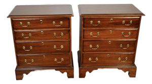 1960s Pair Harden English Traditional Cherry Wood Chest of Drawers / Commodes