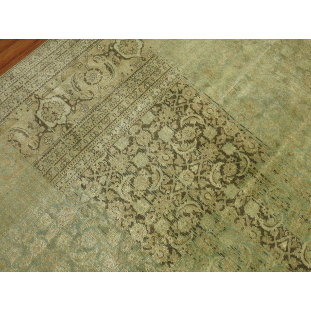 Early 20th Century Green Persian Tabriz Herati Rug - 10'4" x 13'2" For Sale In New York - Image 6 of 12