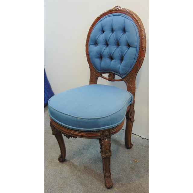 French 19th C Louis XV Carved Walnut Side Chair For Sale - Image 3 of 6