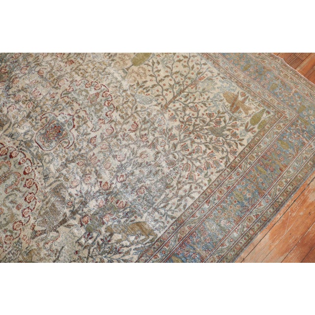Textile Persian Tabriz Worn Animal Pictorial Rug rug no.j2610 For Sale - Image 7 of 11