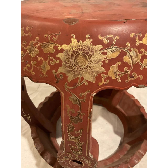 1950s Hand Painted Asian Garden Table / Side Table For Sale - Image 4 of 9