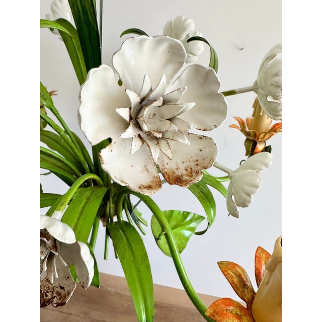 Vintage Floral Tole Chandelier, 1970 For Sale - Image 12 of 18