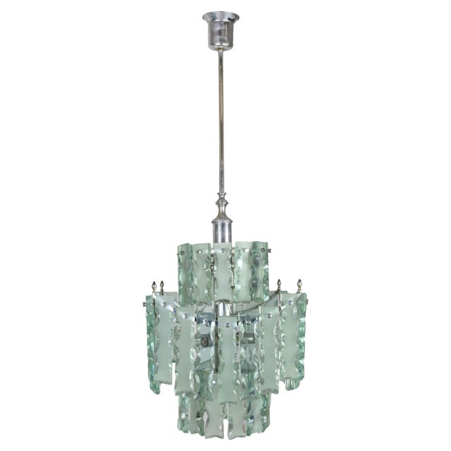Silver Vintage Murano Chandelier attributed to Fontana Arte, 1960s For Sale - Image 8 of 8