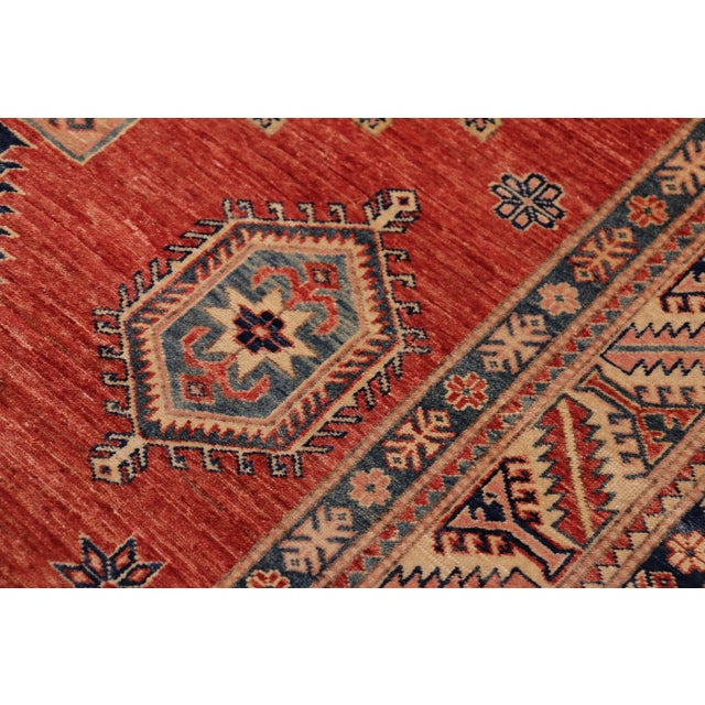 Textile Rustic Super Kazak Rust/Beige Wool Rug - 5'4'' X 7'7'' For Sale - Image 7 of 8